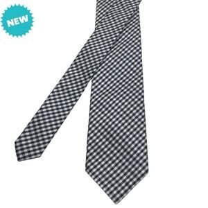 Croft & Barrow Men’s Neck Tie Black White Gingham Plaid 58x3 NWOT